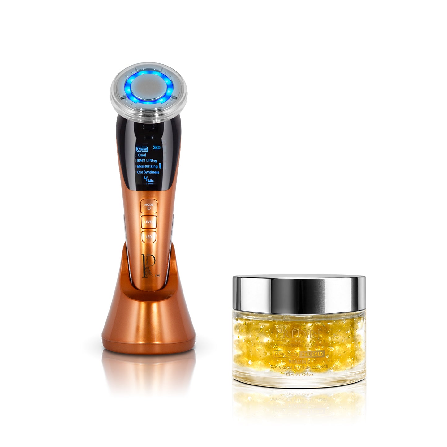 Xtreme-50 Skin Rejuvenating Hot & Cold Photon Device + Pearl Core 24K Gold Vitamin C Day Cream & Serum Essence
