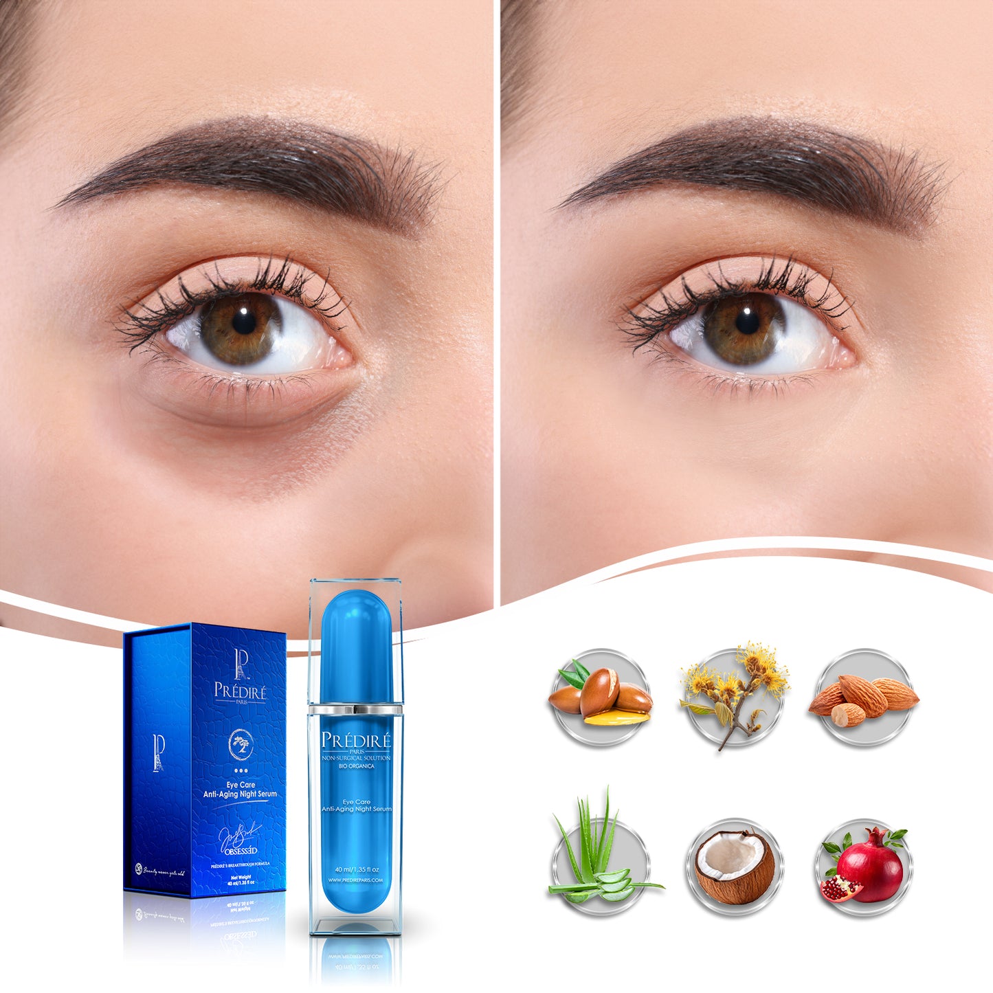 Intensive Rapid Renewal Eye Care Anti Aging Night Serum (Treats Puffiness and Dark Circles)