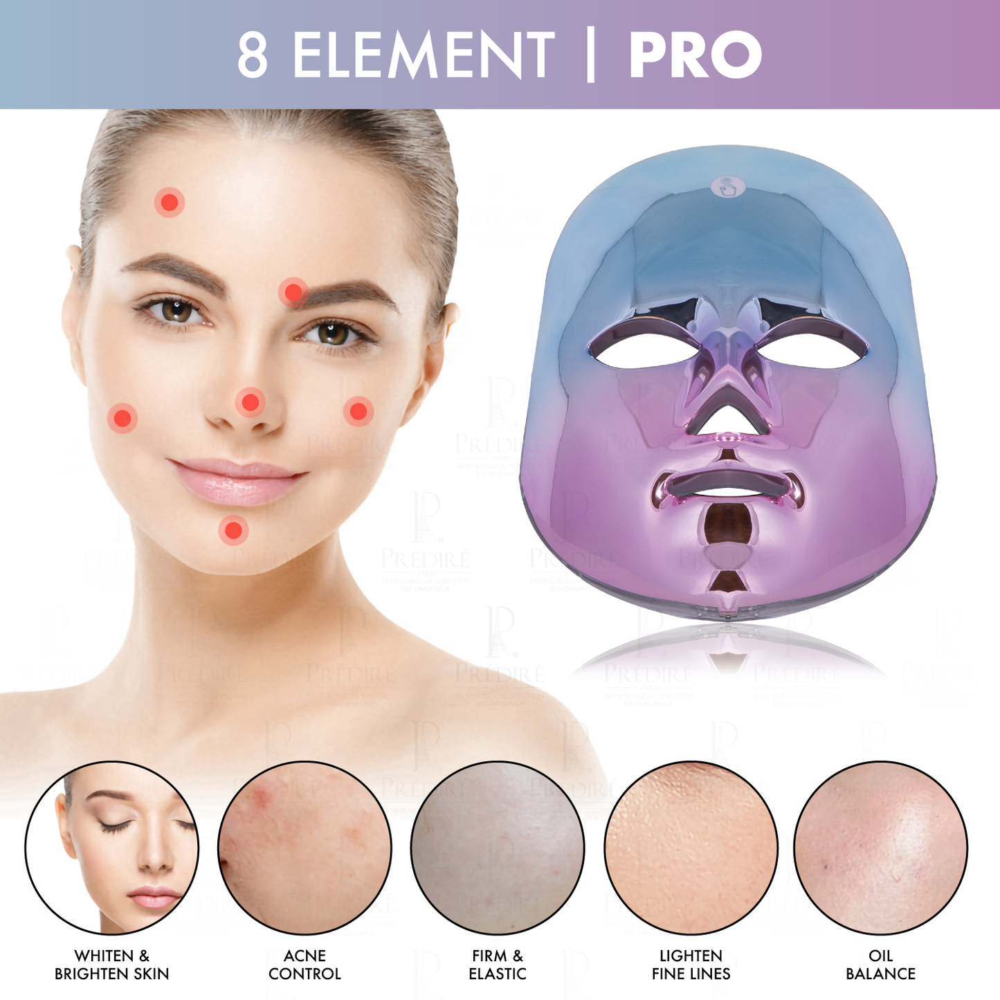 8 ELEMENT PRO | Multi-Purpose Skin Care LED Mask | Cordless New Generation